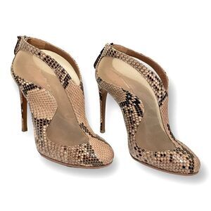 ALAÏA PARIS Mesh & Genuine Snakeskin Print Ankle Booties |Size: EU38|